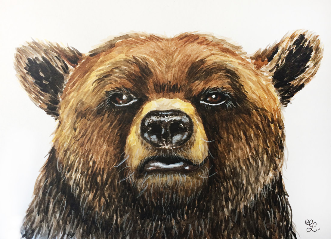 Bear Watercolor Painting by Erika Lancaster