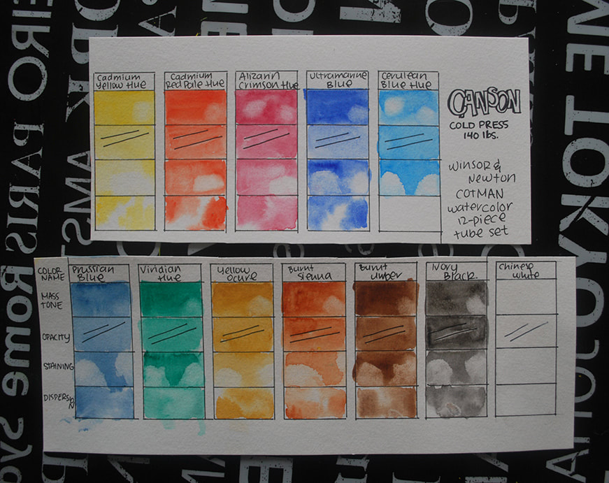 Watercolor swatches on Canson paper