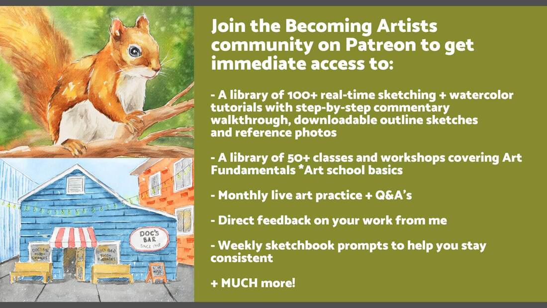 Learn sketching and watercolor