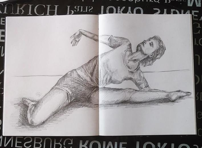 Sketch of female figure by Erika Lancaster