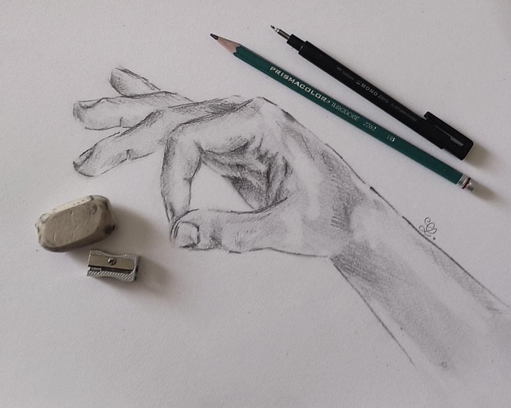 Hand pencil sketch by Erika Lancaster