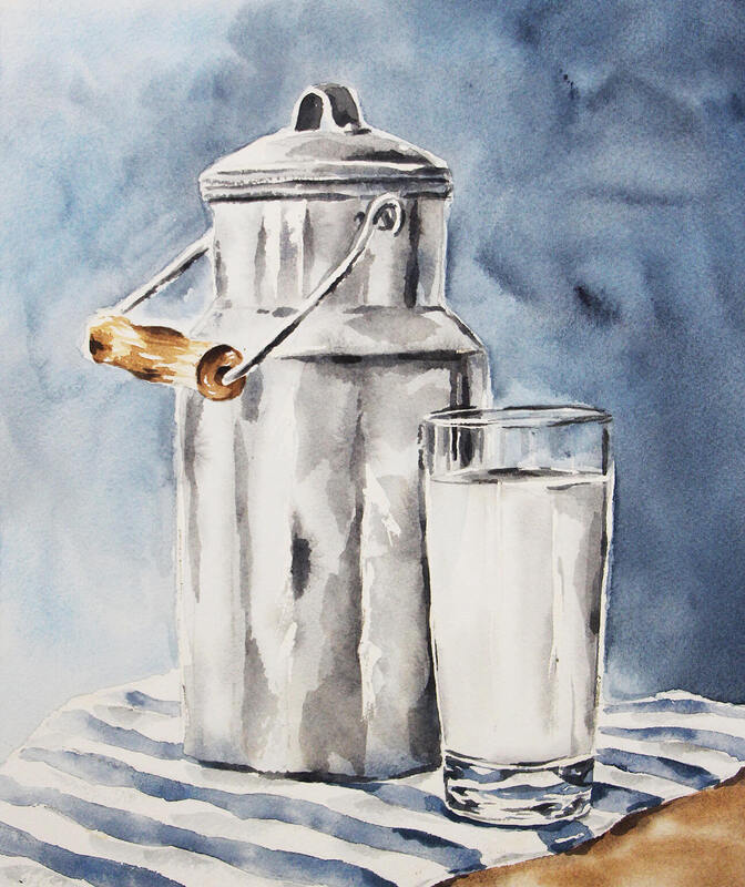 Watercolor Milk Still Life by Erika Lancaster