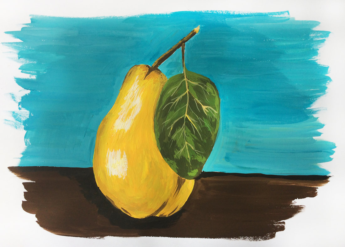 Gouache pear painting by Erika Lancaster
