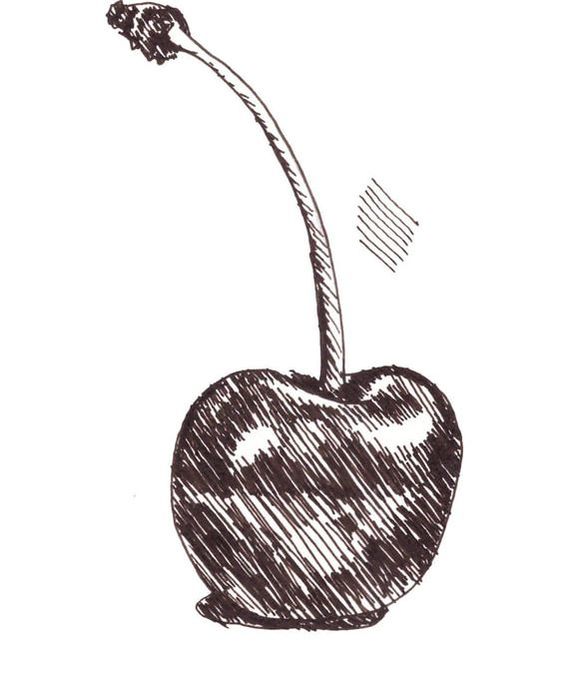 Cherry sketch showing hatching.