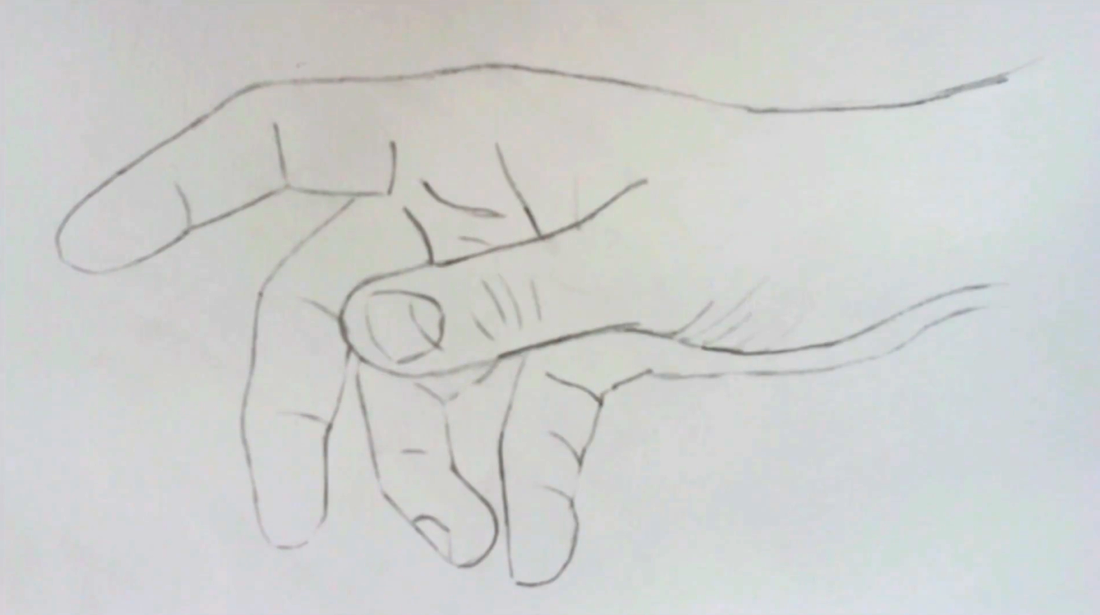 Hand outline pencil drawing