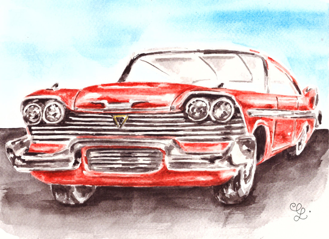 Watercolor classic car by Erika Lancaster