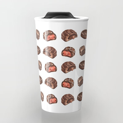 Watercolor Chocolate Truffles on Travel Mug