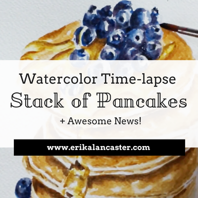 Watercolor Time-lapse Stack of Pancakes 