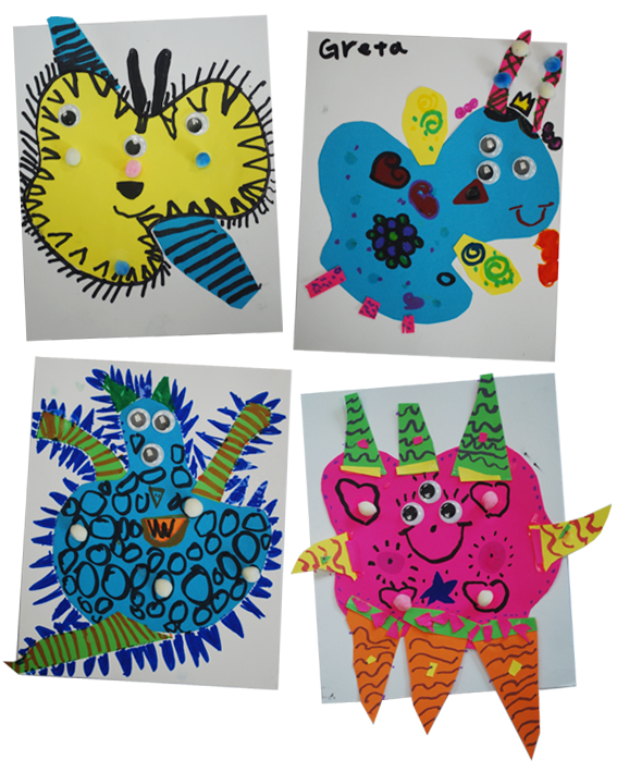 Organic Shape Monsters Kindergarten Art Project
