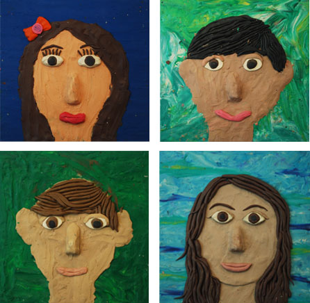 Modeling Clay Self-Portraits 6th Grade Art Project
