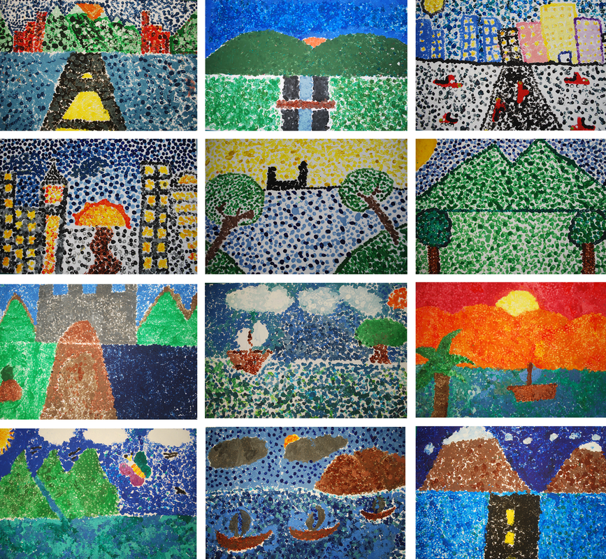 Pointilism Landscapes 3rd Grade Art Project