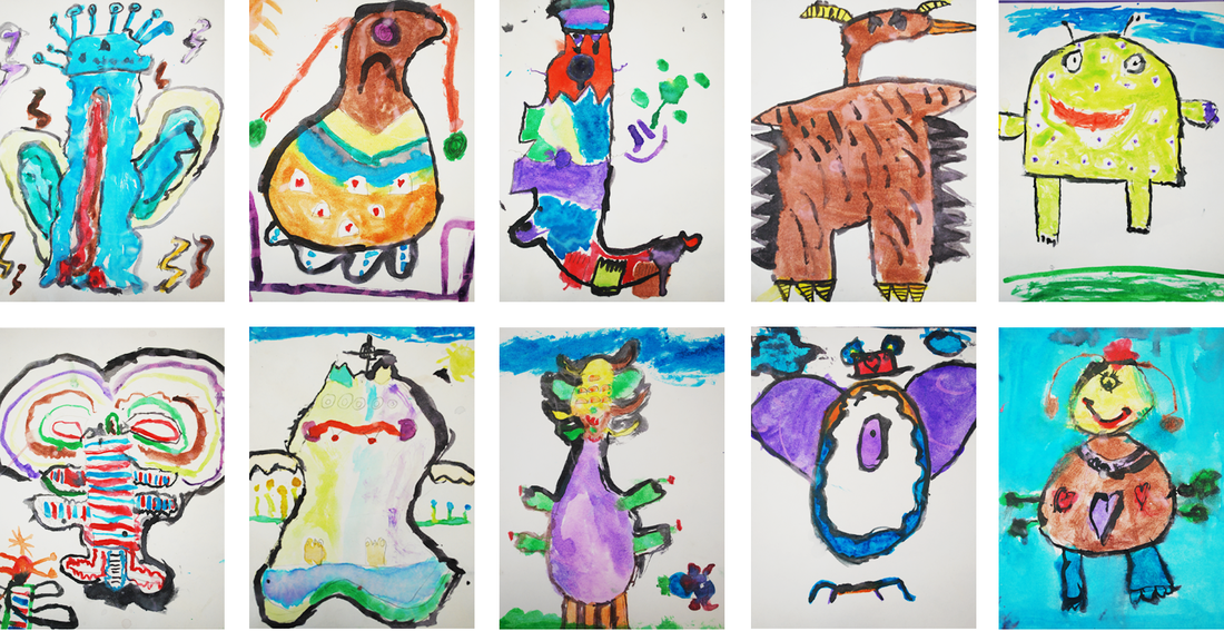 Watercolor Creatures 1st Grade Art Project
