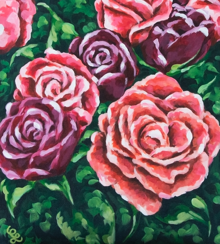 Floral Acrylic Painting by Erika Lancaster