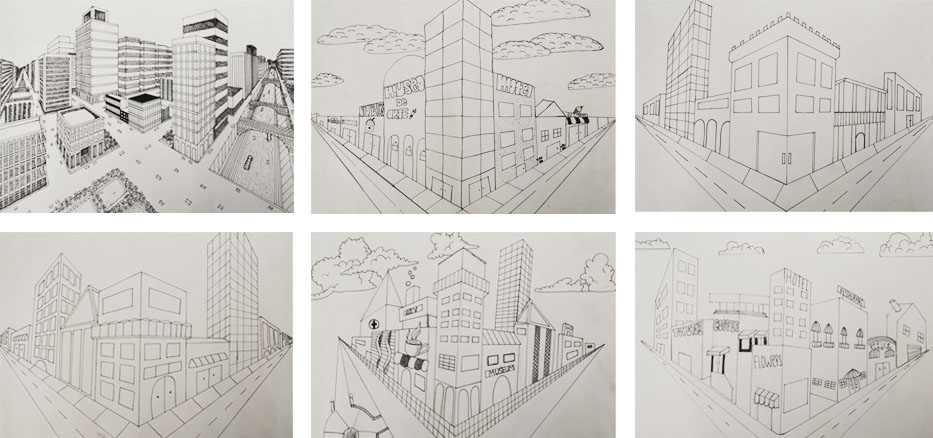 2 Point Perspective Cityscapes 9th Grade Art Project