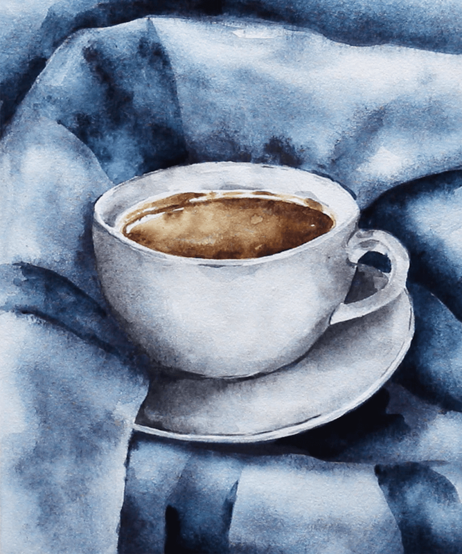 Watercolor Coffee and Blanket Painting by Erika Lancaster