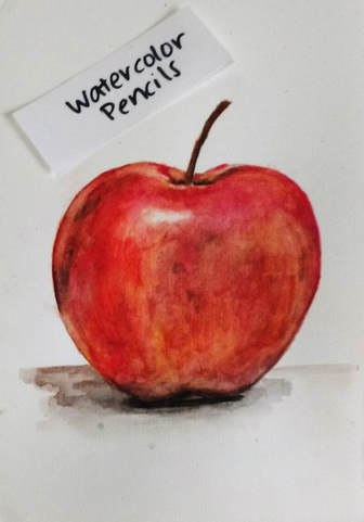 Apple watercolor pencil painting. Magicfly watercolor pencils on Cold Press 140 lb. Art-n-Fly watercolor paper.