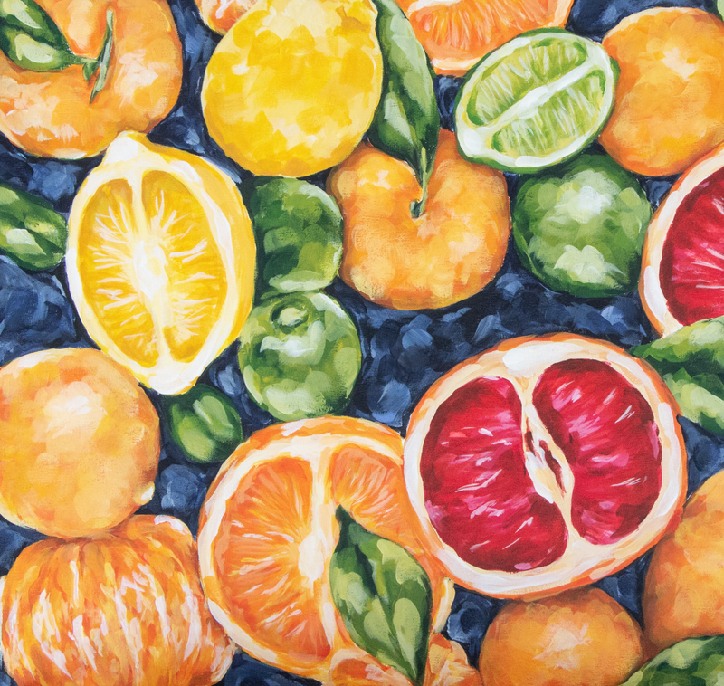 Citric Fruit Acrylic Painting by Erika Lancaster