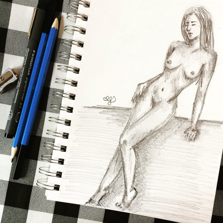 Female figure sketch by Erika Lancaster