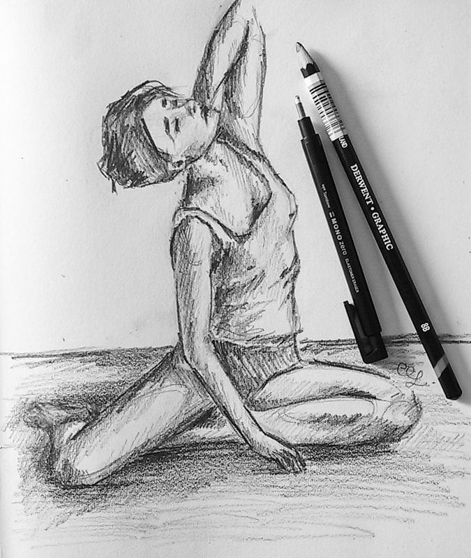 Female figure pencil study by Erika Lancaster