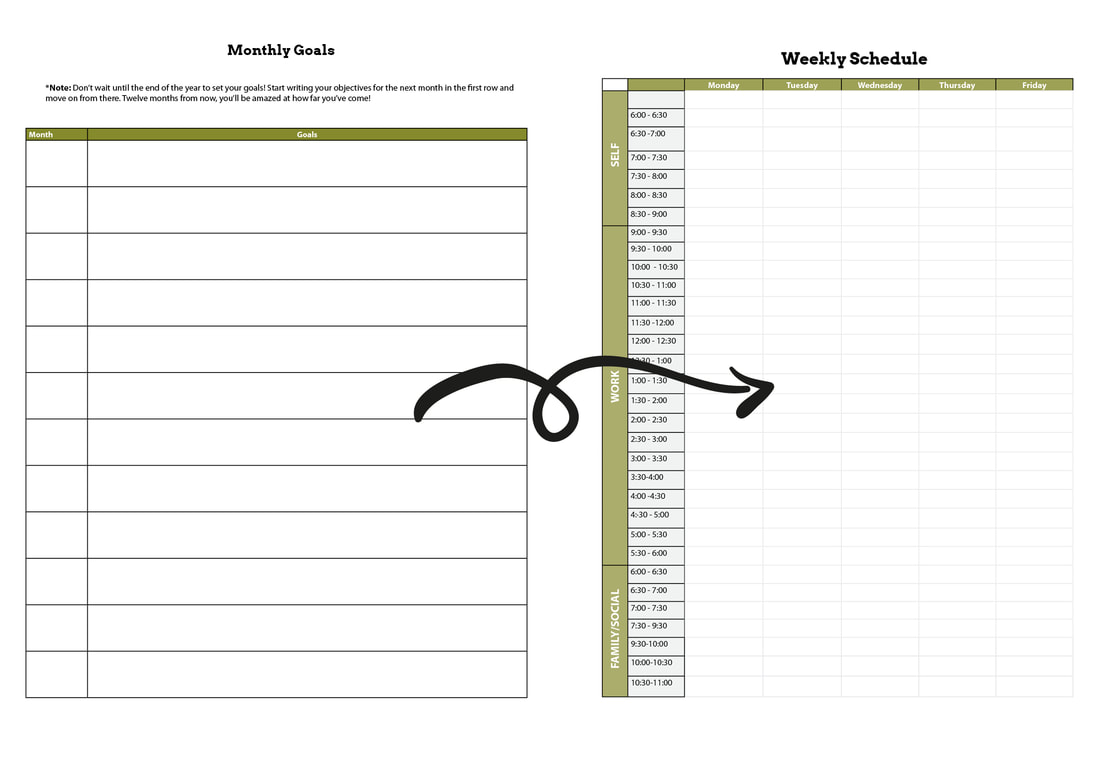 Monthly and weekly planning for artists