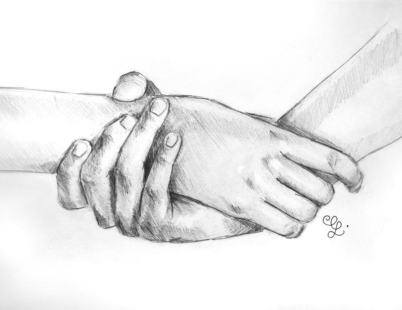 Hands pencil study by Erika Lancaster