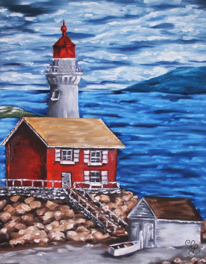 Lighthouse oil painting by Erika Lancaster