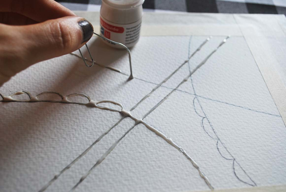 Placing masking fluid with a paper clip