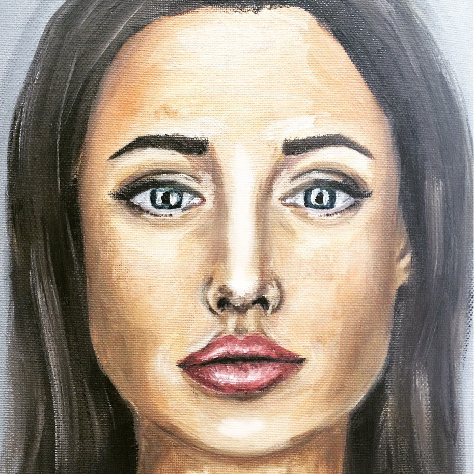 Angelina Jolie portrait in oils by Erika Lancaster