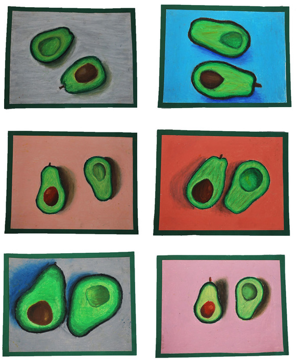 Oil Pastel Avocados 8th Grade Art Project