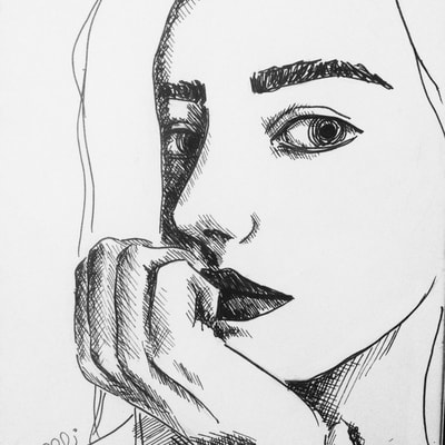 Drawing pen face sketch