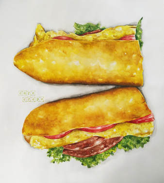 Realistic watercolor food painting