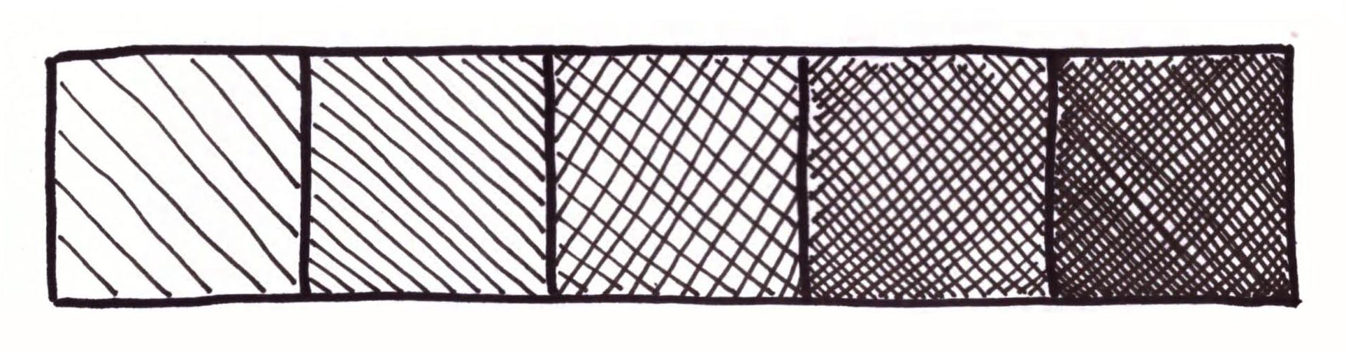 Value strip showing hatching and crosshatching.