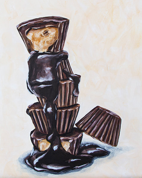 Realistic Chocolate Stack  in Acrylics by Erika Lancaster 