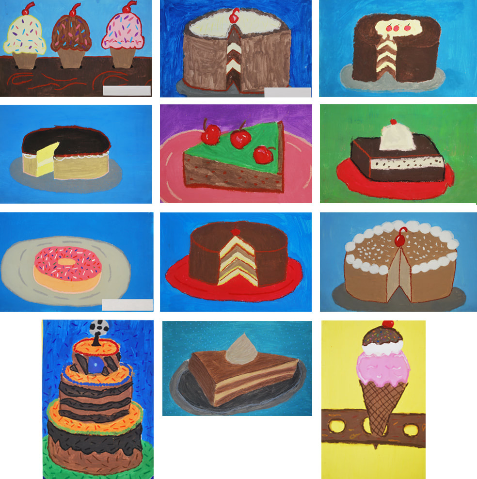 Wayne Thiebaud-Inspired Desserts 6th Grade Art Project