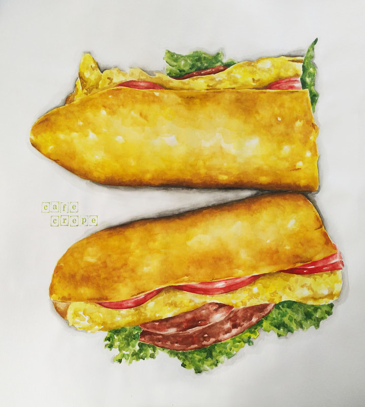 Watercolor sandwich painting by Erika Lancaster