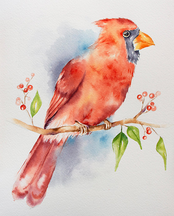 Watercolor Cardinal by Erika Lancaster