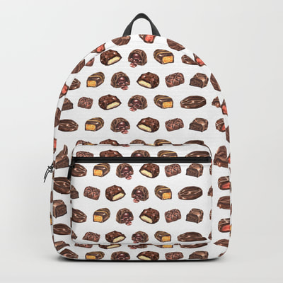Watercolor Chocolate Truffles Pattern on Backpack