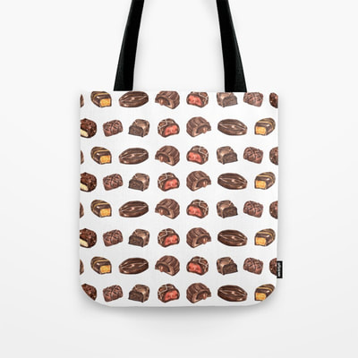 Watercolor Chocolate Truffles Pattern on Tote Bag