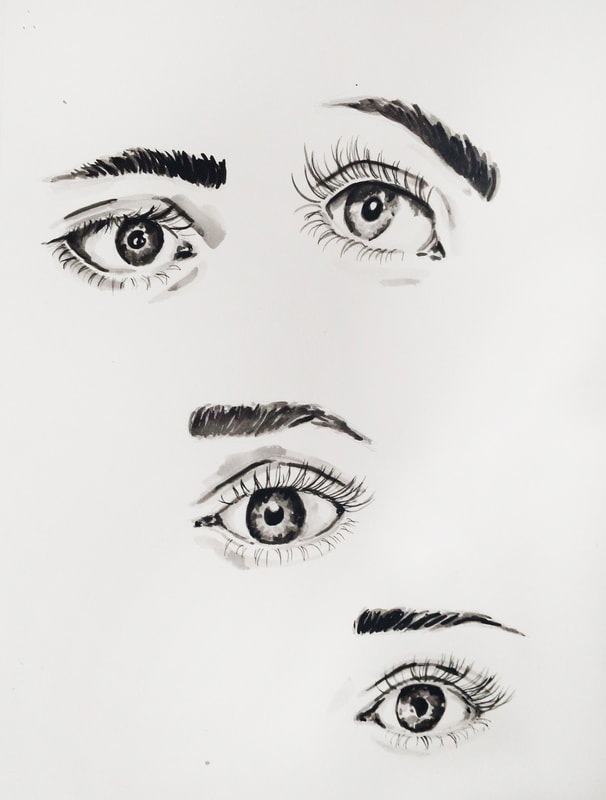 Watercolor eye studies by Erika Lancaster.