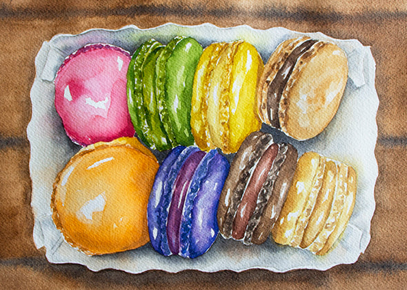 Watercolor Macarons by Erika Lancaster