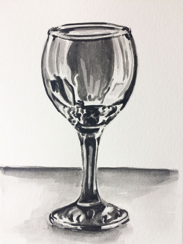 Watercolor painting of a wine glass by Erika Lancaster